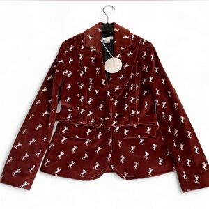 Chloe Kids Girls 2018 Collection Cotton Velvet Horse Print Tailored Blazer ✨